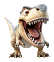 ai generato 3d illustrazione di t rex dinosauro cartone animato personaggio su trasparente sfondo, generativo ai png