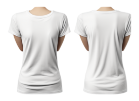 ai généré plaine blanc aux femmes T-shirt maquette, génératif ai png