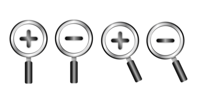 Set of realistic magnifying glasses. Magnifying glasses transparent background png