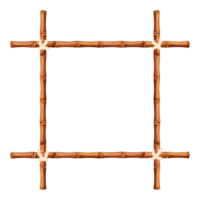 bamboe kader van stokjes en touw in tekenfilm stijl, grens geïsoleerd Aan wit achtergrond. tribal paneel, spel menu. vector illustratie png