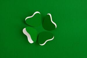 St. Patrick's Day Celebration, Festive Irish Holiday with Green Background, Concept of Shamrock Tradition in March Festival photo