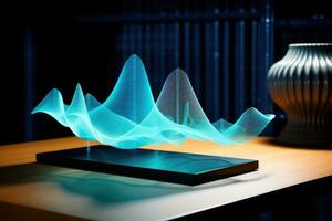 AI Generated Technology future flow big concept grid blue space abstract modern tech blur photo