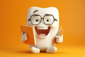 AI Generated Clever study expression cartoon character smile happy cute book school emotion student photo