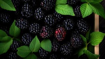 AI Generated Juicy vegetarian ripe green food blackberry berries red raspberry fresh organic sweet photo