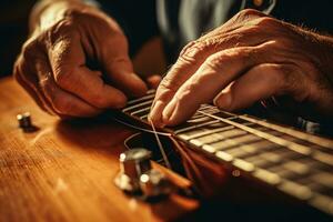 AI Generated Hand performer instrument musical playing guitar finger country acoustic classical photo