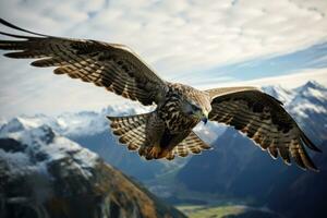 ai generado fauna animal volador pico rapaz aves cóndor invierno alas fauna silvestre salvaje cielo vuelo foto