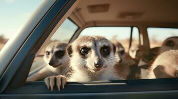 AI Generated Funny fur portrait hair meerkat wilderness look cute africa animal eyes travel small photo