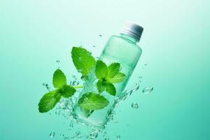 AI Generated Mint detox summer leaf freshness organic bottle fresh nature diet lifestyle cold photo