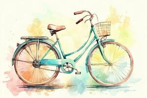 AI Generated City summer art basket wheel street bicycle background retro old illustration biking photo