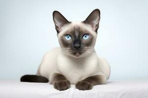 ai generado animal negro retrato mascotas antecedentes gatito Doméstico ojo mullido mirando blanco marrón foto