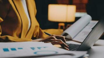Audit concept,Administrator business man financial inspector and secretary making report calculating balance. Internal Revenue Service checking document. video