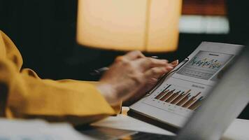 Audit concept,Administrator business man financial inspector and secretary making report calculating balance. Internal Revenue Service checking document. video