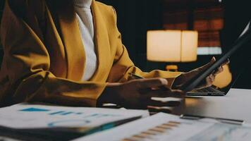 Audit concept,Administrator business man financial inspector and secretary making report calculating balance. Internal Revenue Service checking document. video