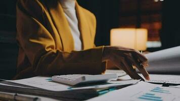 Audit concept,Administrator business man financial inspector and secretary making report calculating balance. Internal Revenue Service checking document. video