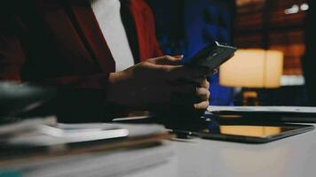 Audit concept,Administrator business man financial inspector and secretary making report calculating balance. Internal Revenue Service checking document. video