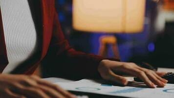 Audit concept,Administrator business man financial inspector and secretary making report calculating balance. Internal Revenue Service checking document. video