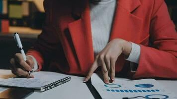 Audit concept,Administrator business man financial inspector and secretary making report calculating balance. Internal Revenue Service checking document. video