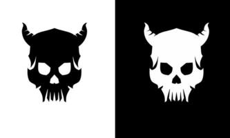 illustration vector graphics of design symbol logo horned devil skull head