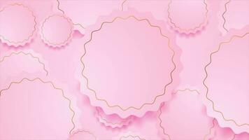 Pink and golden paper wavy circles abstract video animation