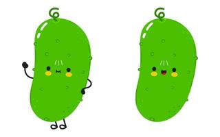 Cucumber character. Vector hand drawn cartoon kawaii character illustration icon. Isolated on white background. Happy Cucumber character concept