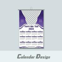Modern wall calendar design 2024. Print Ready One Page wall calendar template design for 2024. Week starts on Sunday vector