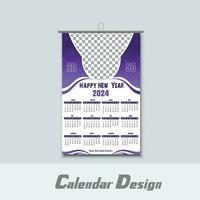 Modern wall calendar design 2024. Print Ready One Page wall calendar template design for 2024. Week starts on Sunday vector