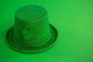 St. Patrick's Day Celebration, Festive Irish Holiday with Green Background, Concept of Shamrock Tradition in March Festival photo