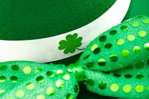 St. Patrick's Day Celebration, Festive Irish Holiday with Green Background, Concept of Shamrock Tradition in March Festival photo