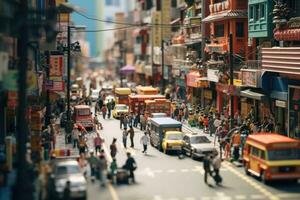 AI Generated Urban road landmark business scene blurred downtown street traffic modern busy tourism photo
