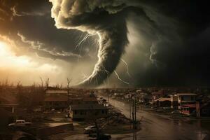 ai generado tornillo clima naturaleza lluvia tormenta electricidad azul peligroso oscuro trueno clima foto