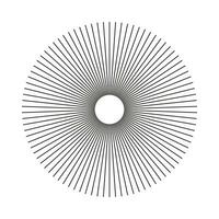 Circular lines. Geometric abstract object. Starburst shape. Sun star rays symbol. Radial, merging lines. Rays, beams element.Vector template isolated on white background. vector