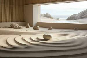 AI Generated Balance rock stone calm japanese spirituality harmony tranquility background spa photo