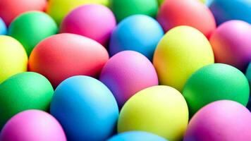 Colourful Easter Eggs. Vibrant, Festive Holiday Decorations Symbolizing Spring Celebration and Traditional Ornate Designs photo