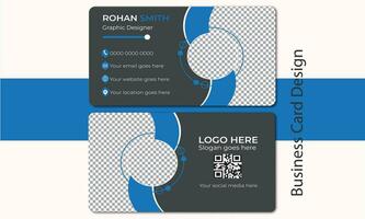 Modern and simple business card design with blue and dark black color vector