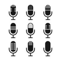 Microphone vector icon set. Podcast icon vector. Voice vector icon record. Microphone recording Studio Symbol. Retro microphone icon