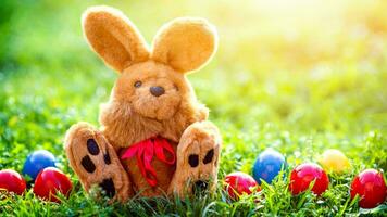 Colourful Easter Eggs. Vibrant, Festive Holiday Decorations Symbolizing Spring Celebration and Traditional Ornate Designs photo