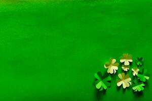 St. Patrick's Day Celebration, Festive Irish Holiday with Green Background, Concept of Shamrock Tradition in March Festival photo