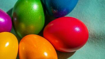 Colourful Easter Eggs. Vibrant, Festive Holiday Decorations Symbolizing Spring Celebration and Traditional Ornate Designs photo