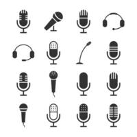 Microphone vector icon set. Recording Studio Symbol. Podcast icon vector