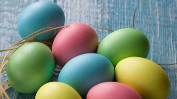 Colourful Easter Eggs. Vibrant, Festive Holiday Decorations Symbolizing Spring Celebration and Traditional Ornate Designs photo