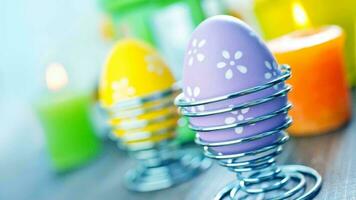 Colourful Easter Eggs. Vibrant, Festive Holiday Decorations Symbolizing Spring Celebration and Traditional Ornate Designs photo