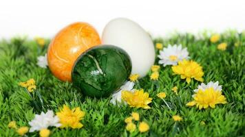 Colourful Easter Eggs. Vibrant, Festive Holiday Decorations Symbolizing Spring Celebration and Traditional Ornate Designs photo