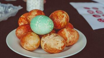 Colourful Easter Eggs. Vibrant, Festive Holiday Decorations Symbolizing Spring Celebration and Traditional Ornate Designs photo