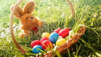 Colourful Easter Eggs. Vibrant, Festive Holiday Decorations Symbolizing Spring Celebration and Traditional Ornate Designs photo