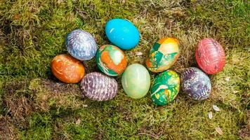 Colourful Easter Eggs. Vibrant, Festive Holiday Decorations Symbolizing Spring Celebration and Traditional Ornate Designs photo