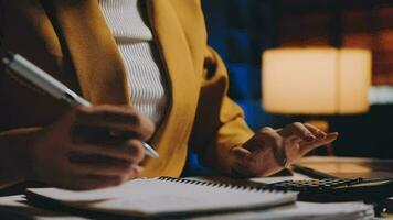 Audit concept,Administrator business man financial inspector and secretary making report calculating balance. Internal Revenue Service checking document. video