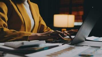 Audit concept,Administrator business man financial inspector and secretary making report calculating balance. Internal Revenue Service checking document. video
