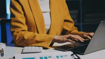Audit concept,Administrator business man financial inspector and secretary making report calculating balance. Internal Revenue Service checking document. video