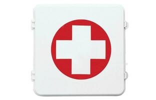 Emergency First Aid Kit, Medical Emergency Supplies for Health Care and Safety, Isolated for Rescue and Treatment Support photo