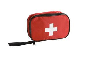 Emergency First Aid Kit, Medical Emergency Supplies for Health Care and Safety, Isolated for Rescue and Treatment Support photo